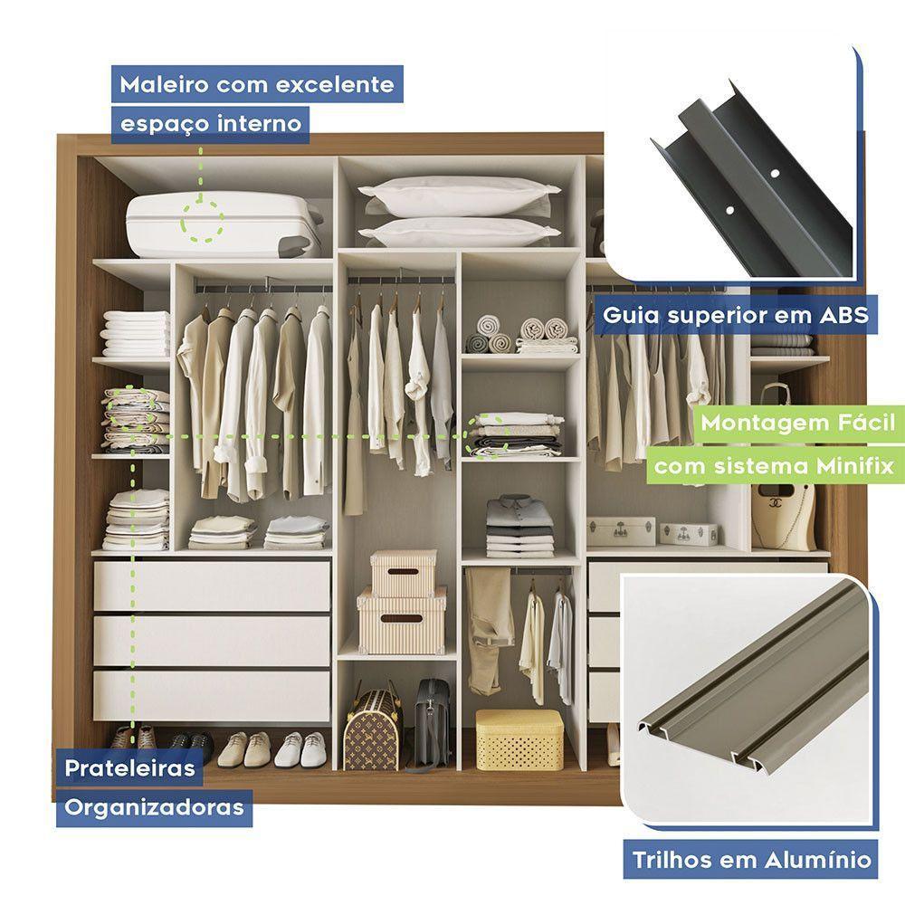 Guarda Roupa Casal Nápoli 3 Portas 6 Gavetas Minastex Carvalho - 9