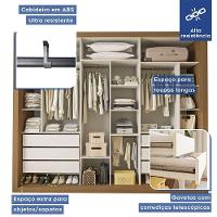 Guarda Roupa Casal Nápoli 3 Portas 6 Gavetas Minastex Carvalho - 10