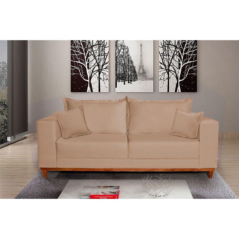 Sofá Fixo Living 3 Lugares Pequim 2.00m Veludo Bege - 2