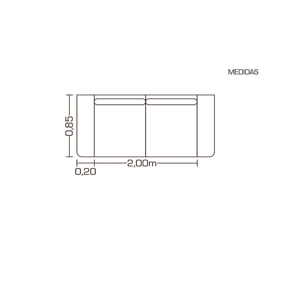 Sofá Fixo Living 3 Lugares Pequim 2.00m Veludo Bege - 3