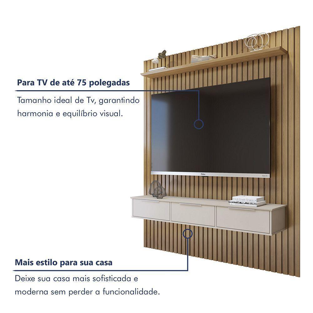 Painel Suspenso 182,8 Cm Com Nicho Vitória 100% Mdf Cinamomo/grafite - 9