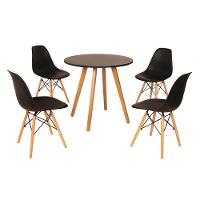 Mesa Inês 80cm Preta + 4 Cadeiras Eames Eiffel Preta - 1
