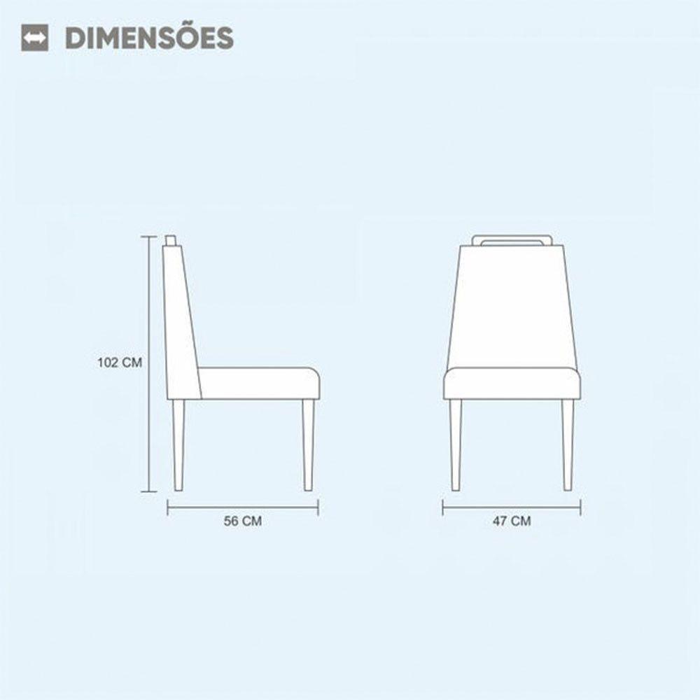 Kit 2 Cadeiras Safira Madeira Maciça Veludo Móveis Mundial Cinza - 3