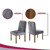 Kit 2 Cadeiras Safira Madeira Maciça Veludo Móveis Mundial Cinza