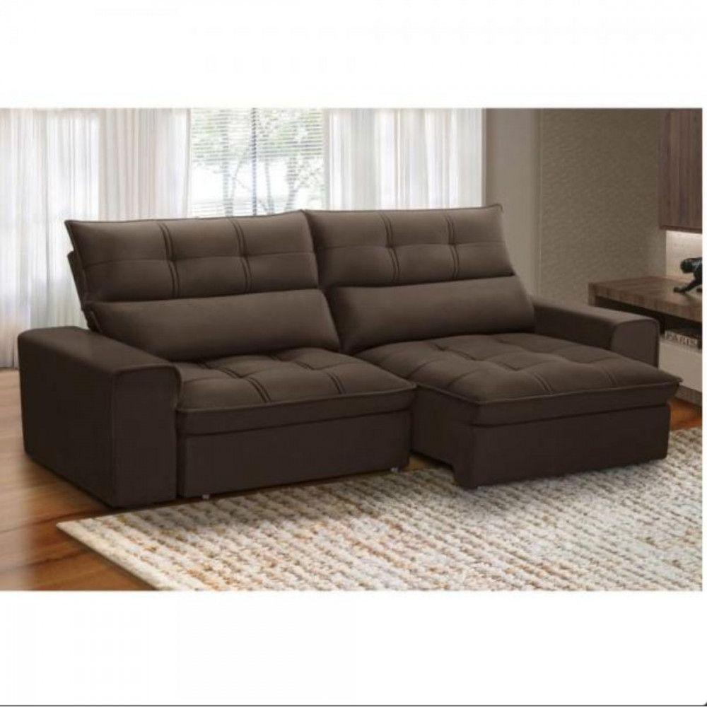 Sofa 3 Lugares Retratil E Reclinavel Ferguile Lotus Marrom - 1