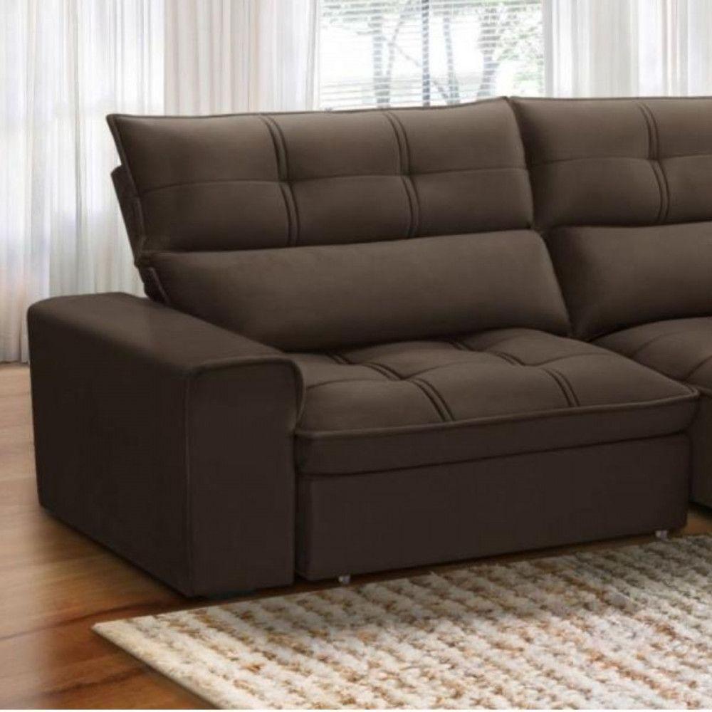 Sofa 3 Lugares Retratil E Reclinavel Ferguile Lotus Marrom - 2