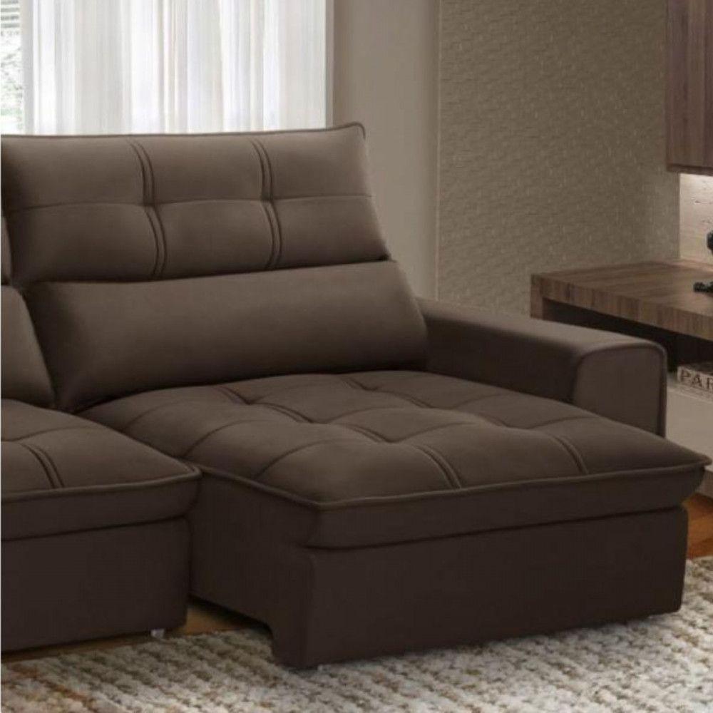 Sofa 3 Lugares Retratil E Reclinavel Ferguile Lotus Marrom - 3