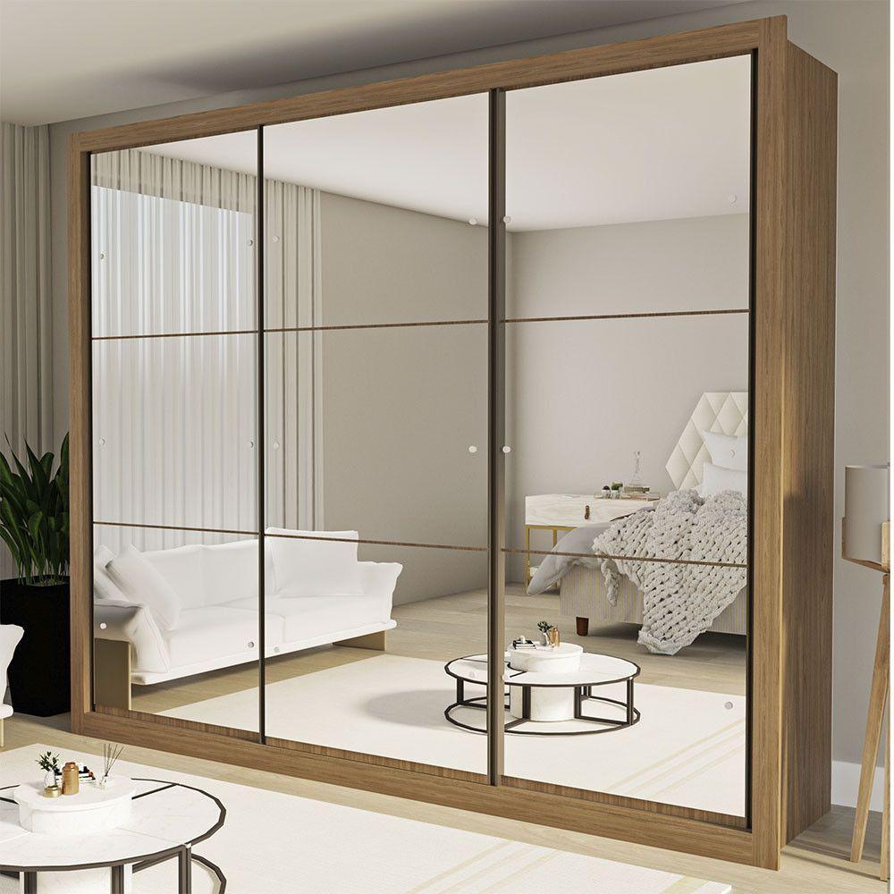 Guarda Roupa Casal Ravena Com 9 Espelho 3 Portas Minastex Carvalho - 1