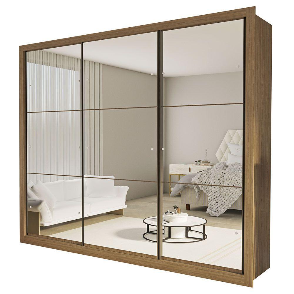 Guarda Roupa Casal Ravena Com 9 Espelho 3 Portas Minastex Carvalho - 6