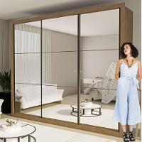 Guarda Roupa Casal Ravena Com 9 Espelho 3 Portas Minastex Carvalho - 9