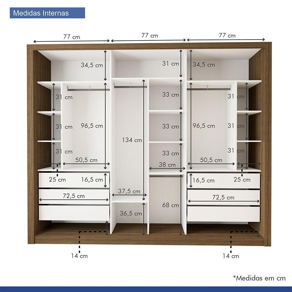 Guarda Roupa Casal Nápoli 3 Portas 6 Gavetas Minastex Freijó - 5