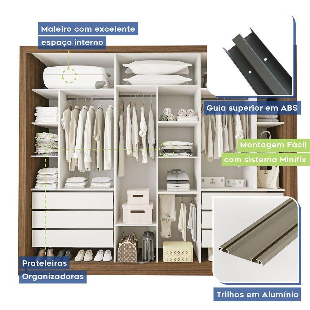 Guarda Roupa Casal Nápoli 3 Portas 6 Gavetas Minastex Freijó - 9
