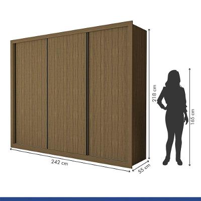 Guarda Roupa Casal Nápoli 3 Portas Correr 6 Gavetas Freijó MDP