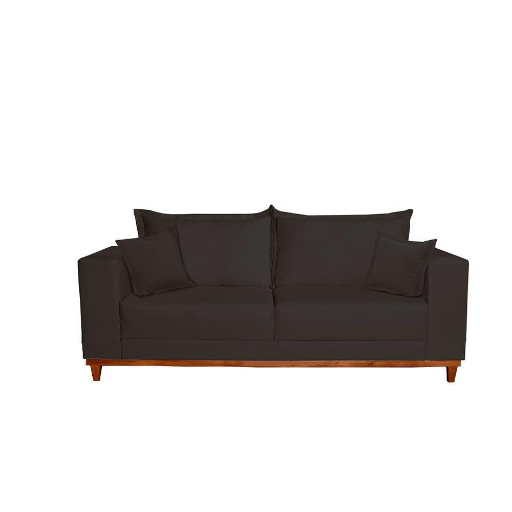 Sofá Fixo Living 3 Lugares Pequim 2.00m Veludo Bege Cinza Profundo - 1