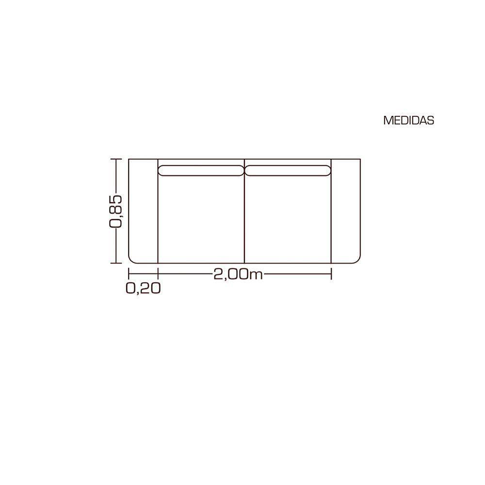 Sofá Fixo Living 3 Lugares Pequim 2.00m Veludo Bege Cinza Profundo - 3