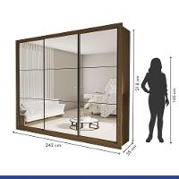 Guarda Roupa Casal Ravena Com 9 Espelho 3 Portas Minastex Freijó