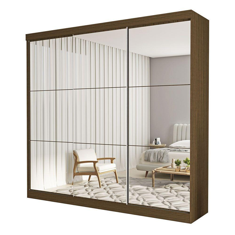 Guarda Roupa Casal Isabela 3 Portas E 9 Espelhos Minastex Freijó - 2