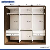 Guarda Roupa Casal Isabela 3 Portas E 9 Espelhos Minastex Freijó - 10