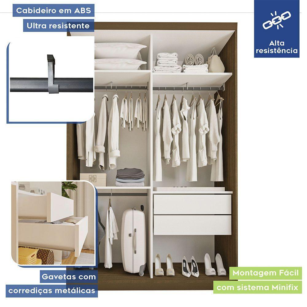 Guarda Roupa Solteiro Cléo 2 Portas E 3 Espelhos Minastex Freijó - 3