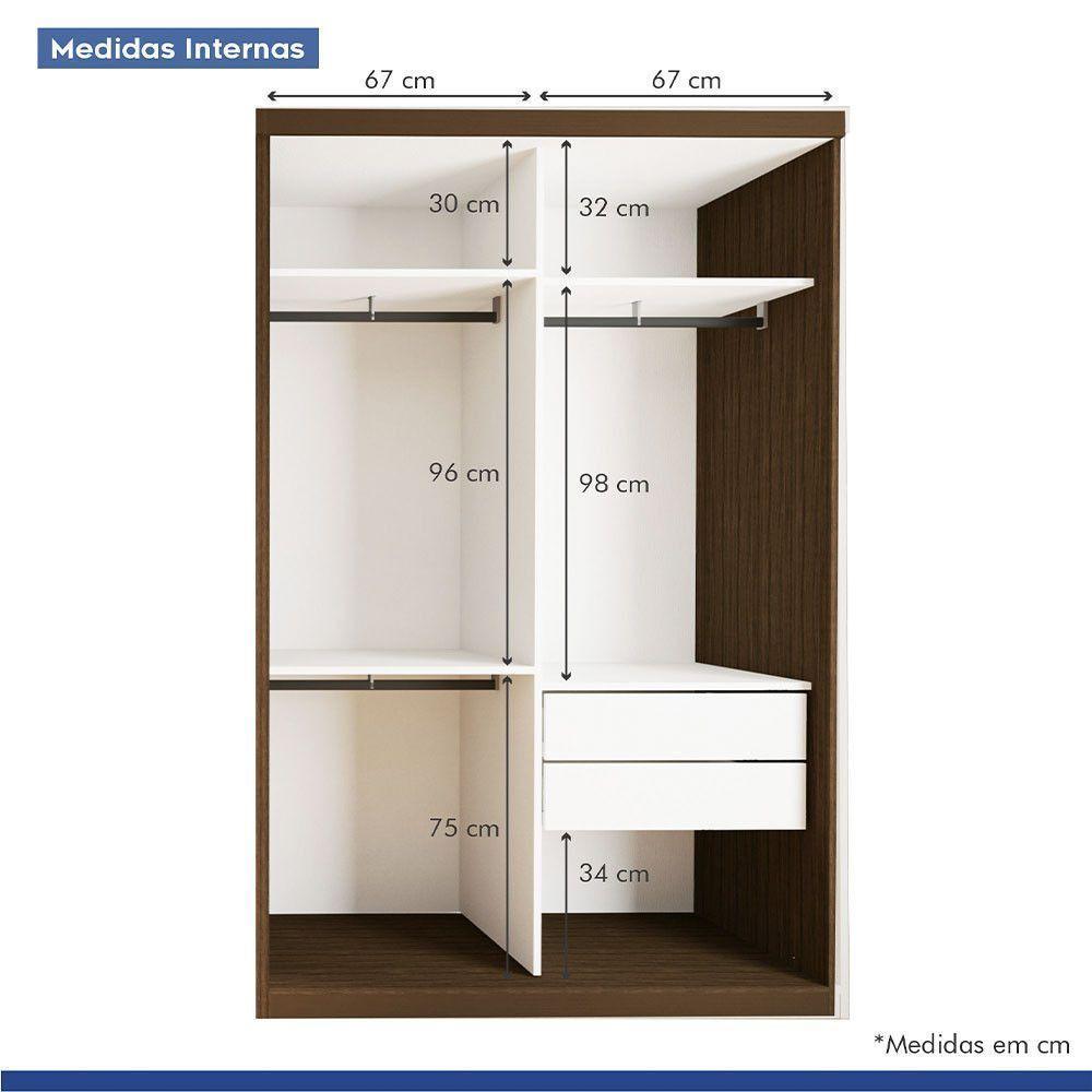 Guarda Roupa Solteiro Cléo 2 Portas E 3 Espelhos Minastex Freijó - 6