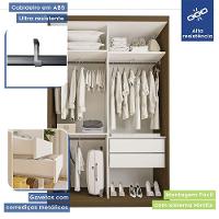 Guarda Roupa Solteiro Cléo 2 Portas E 3 Espelhos Minastex Freijó - 3