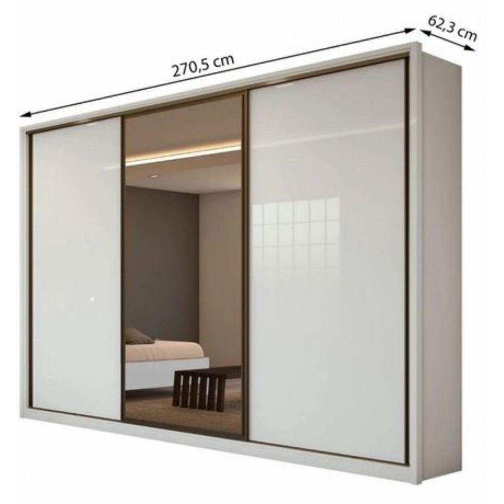 Guarda Roupa Casal com Espelho 3 Portas de Correr 6 Gavetas - 2