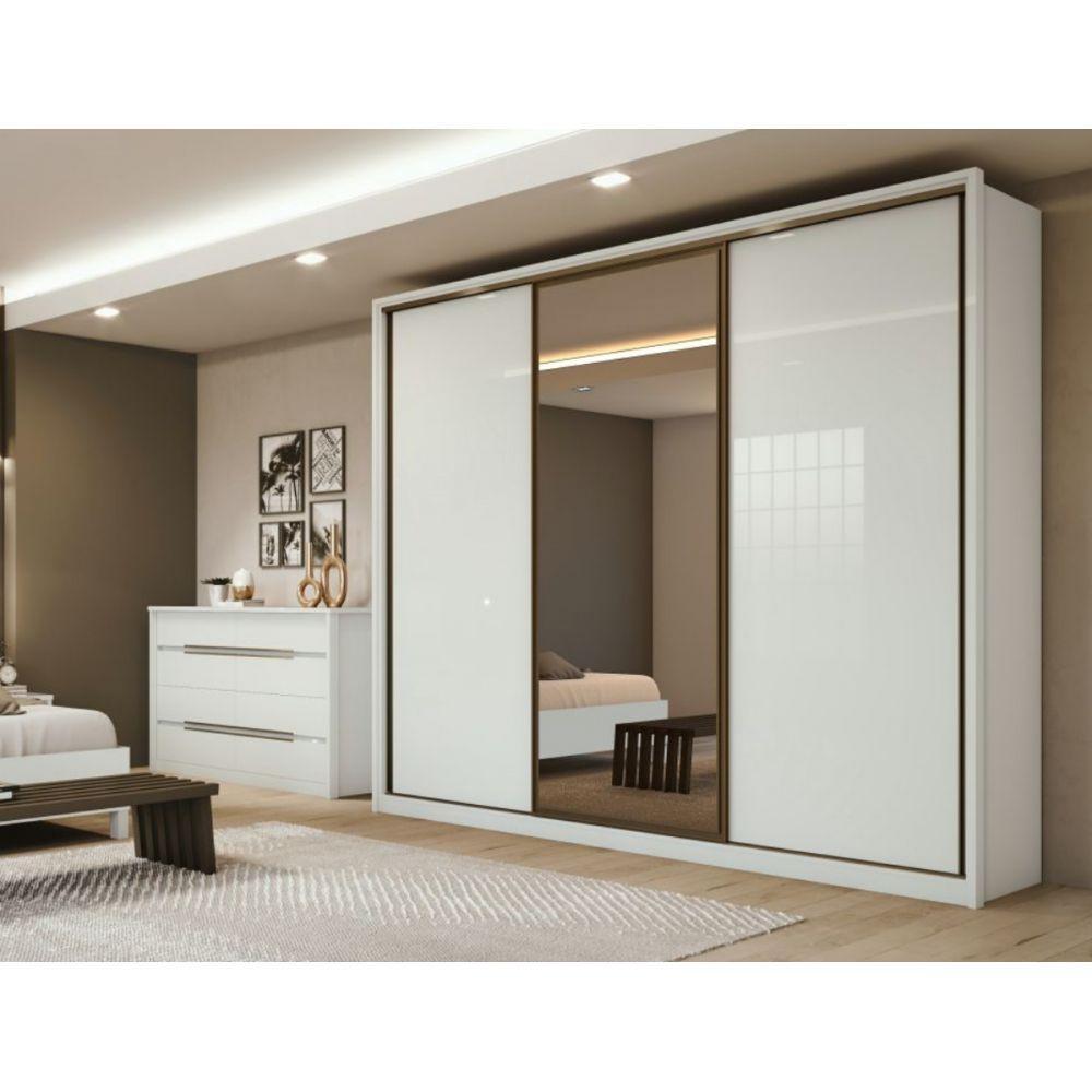 Guarda Roupa Casal com Espelho 3 Portas de Correr 6 Gavetas - 3