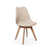 Kit Mesa Jantar Eiffel 90cm Branca + 04 Cadeiras Leda - Nude