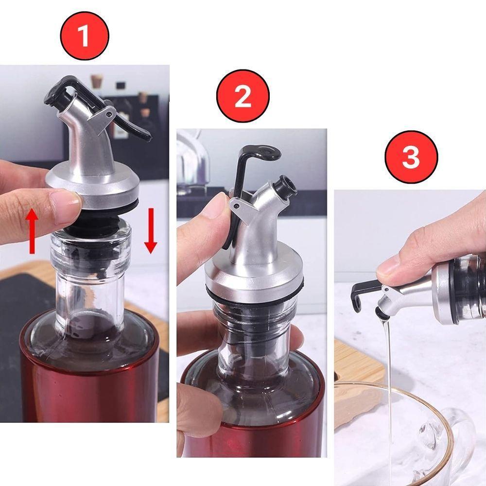 Porta Azeite Vinagre Com Dosador 300ml Inox Premium - 3