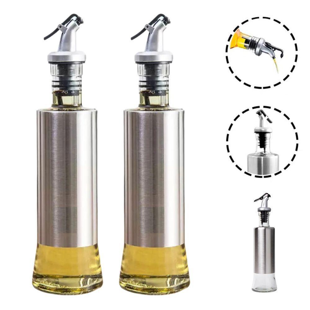 Kit 2 Porta Azeite Vinagre Shoyu 300ml Inox Dosador Moderno - 1