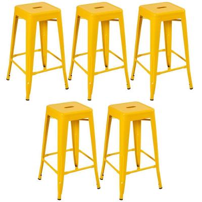 Kit 5 Banquetas Altas 76 Cm Amarelo Amarelo