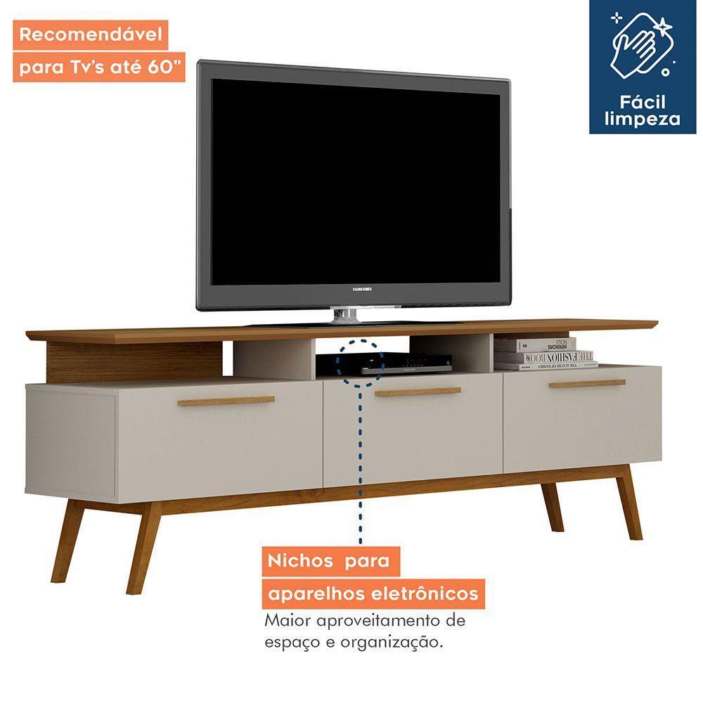 Rack Para Tv São Paulo Até 70 Polegadas 1 Porta Valdemóveis Off White Com Cinamomo - 6
