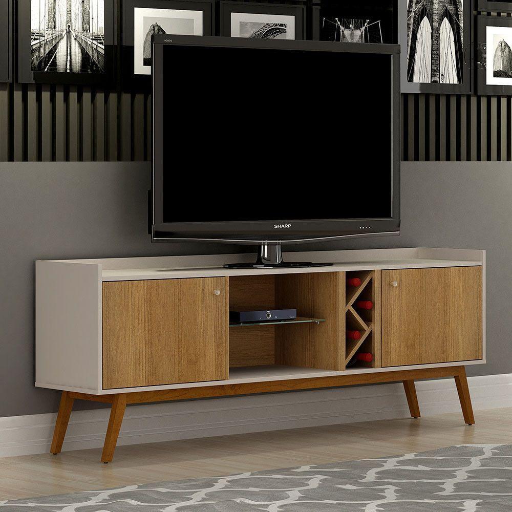 Rack Para Tv Rio De Janeiro Até 60 Polegadas 2 Porta Valdemóveis Off White Com Cinamomo - 1