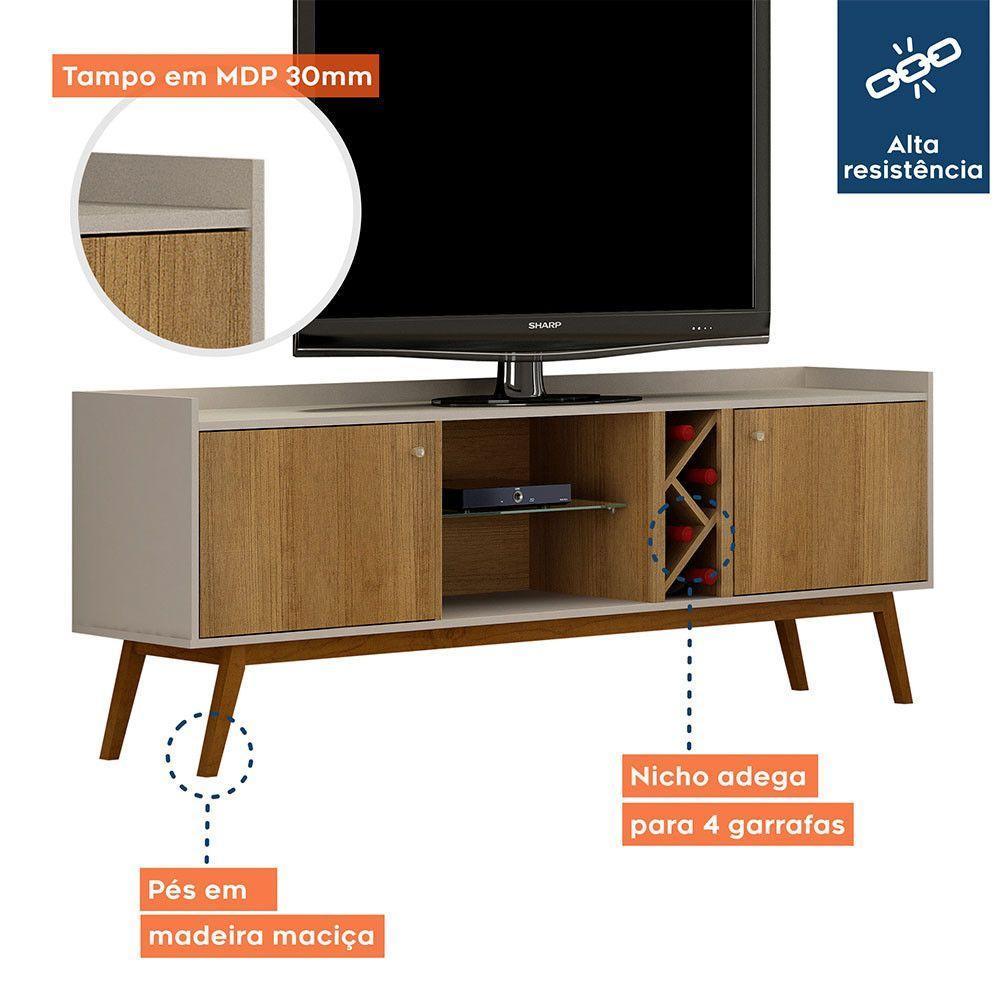 Rack Para Tv Rio De Janeiro Até 60 Polegadas 2 Porta Valdemóveis Off White Com Cinamomo - 2