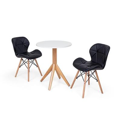 Conjunto Mesa de Jantar Maitê 60cm Branca com 2 Cadeiras Eames Eiffel Slim Preta