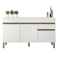 Balcão Gabinete De Cozinha 3 Portas 1 Gaveta Com Tampo 1,50m Line Kit's Paraná Madeirado Branco - 1
