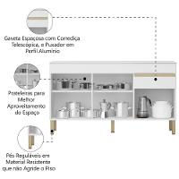 Balcão Gabinete De Cozinha 3 Portas 1 Gaveta Com Tampo 1,50m Line Kit's Paraná Madeirado Branco - 5
