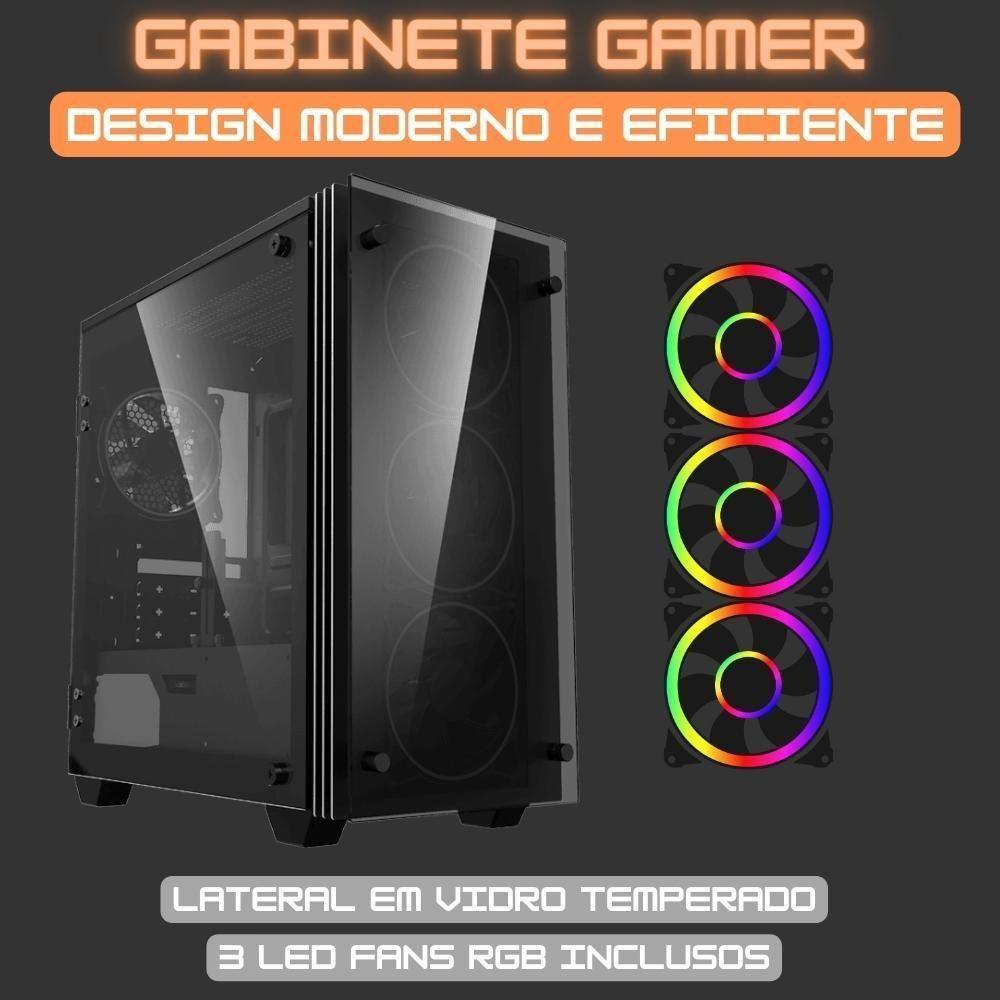 Pc Gamer Completo AMD Ryzen 7 5700g Gráficos Radeon Vega 8 16GB DDR4 SSD Nvme 512GB Fonte 600W 80 Plus Monitor 24 75hz - 2
