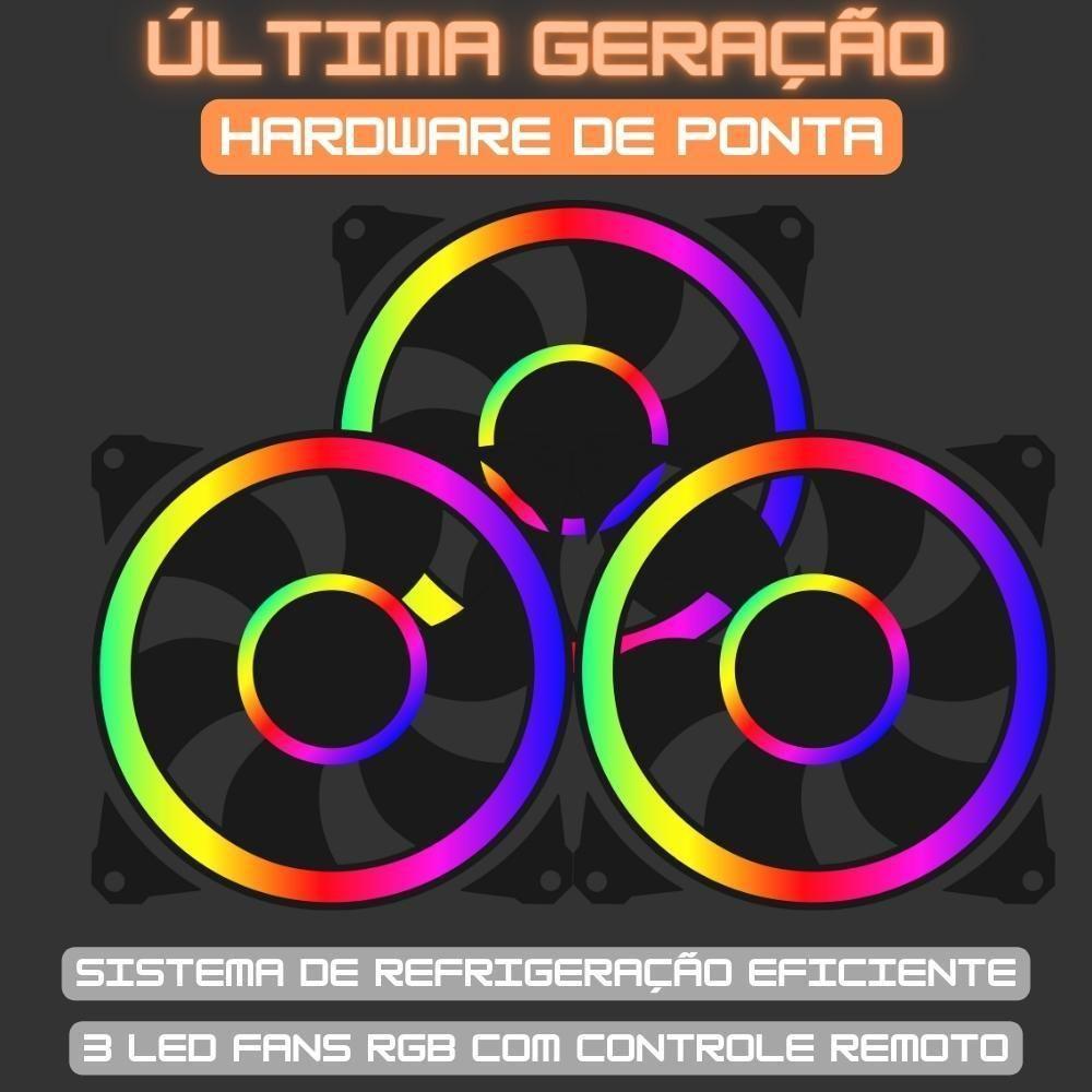 Pc Gamer Completo AMD Ryzen 7 5700g Gráficos Radeon Vega 8 16GB DDR4 SSD Nvme 512GB Fonte 600W 80 Plus Monitor 24 75hz - 3