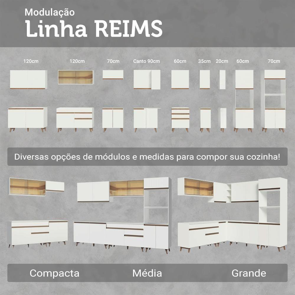 Kit Com Dois Balcões De Cozinha 2 Portas 3 Gavetas (com Tampo) Branco Reims Madesa Branco - 10