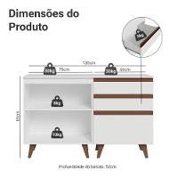 Kit Com Dois Balcões De Cozinha 2 Portas 3 Gavetas (com Tampo) Branco Reims Madesa Branco - 3