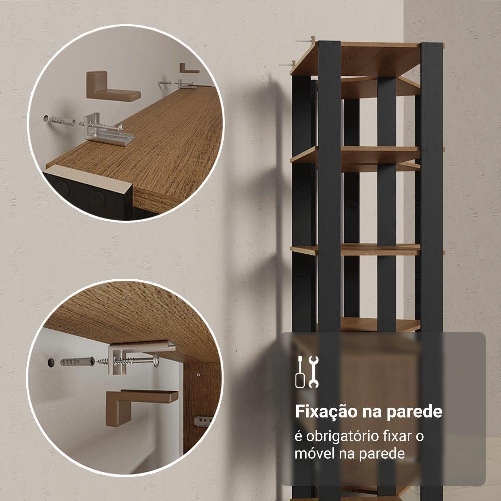 Guarda-roupa Closet Modulado Valencia 2 Gavetas 9 Prateleiras 129cm Madesa Rustic/preto - 8