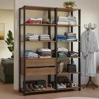 Guarda-roupa Closet Modulado Valencia 2 Gavetas 9 Prateleiras 129cm Madesa Rustic/preto - 1