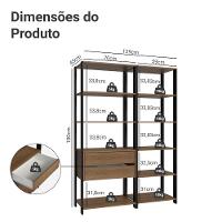 Guarda-roupa Closet Modulado Valencia 2 Gavetas 9 Prateleiras 129cm Madesa Rustic/preto - 3