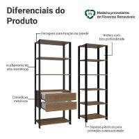 Guarda-roupa Closet Modulado Valencia 2 Gavetas 9 Prateleiras 129cm Madesa Rustic/preto