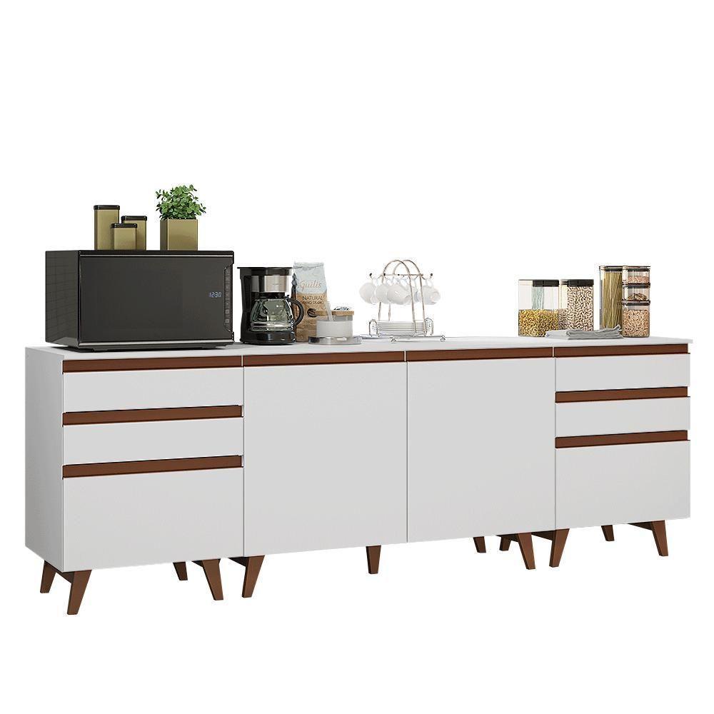 Kit Com Três Balcões De Cozinha 2 Portas 6 Gavetas (com Tampo) Branco Reims Madesa Branco - 2