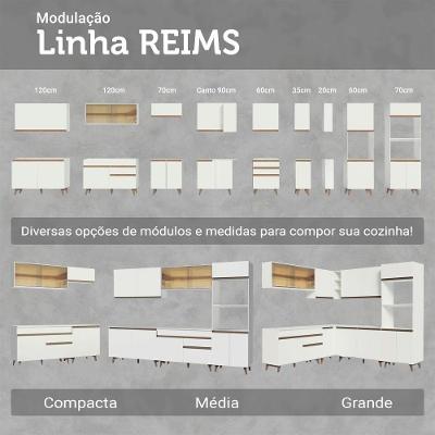 Kit Com Três Balcões De Cozinha 2 Portas 6 Gavetas (com Tampo) Branco Reims Madesa Branco