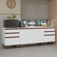 Kit Com Três Balcões De Cozinha 2 Portas 6 Gavetas (com Tampo) Branco Reims Madesa Branco - 1