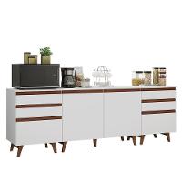 Kit Com Três Balcões De Cozinha 2 Portas 6 Gavetas (com Tampo) Branco Reims Madesa Branco - 2