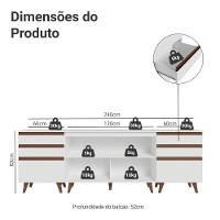 Kit Com Três Balcões De Cozinha 2 Portas 6 Gavetas (com Tampo) Branco Reims Madesa Branco - 3